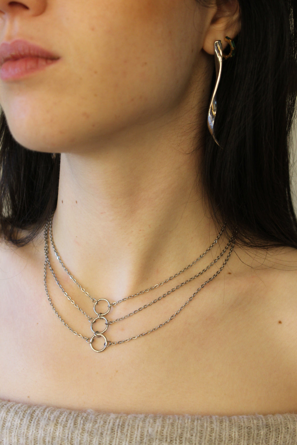 Collar Triple Cadena Silver
