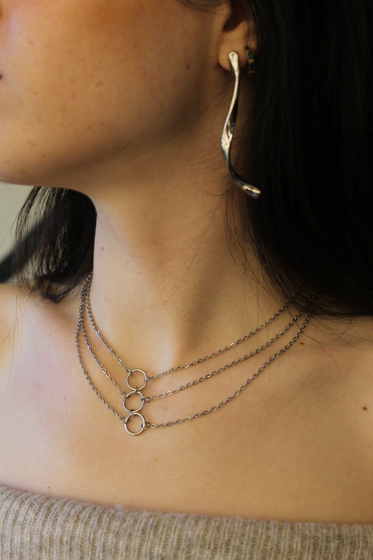 Collar Triple Circulo (Silver)
