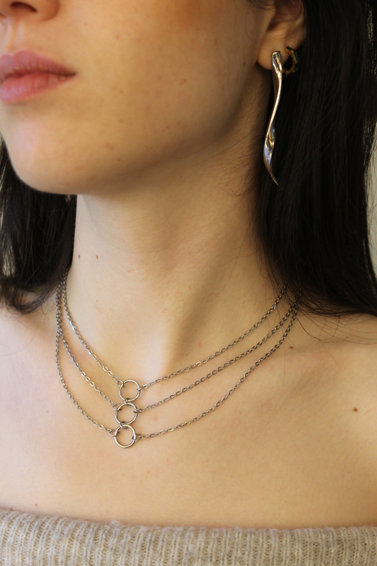 Collar Triple Circulo (Silver)