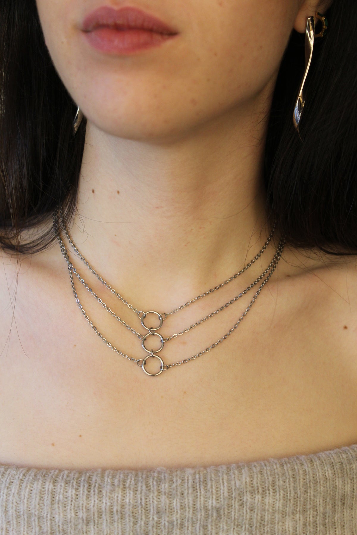 Collar Triple Circulo (Silver)